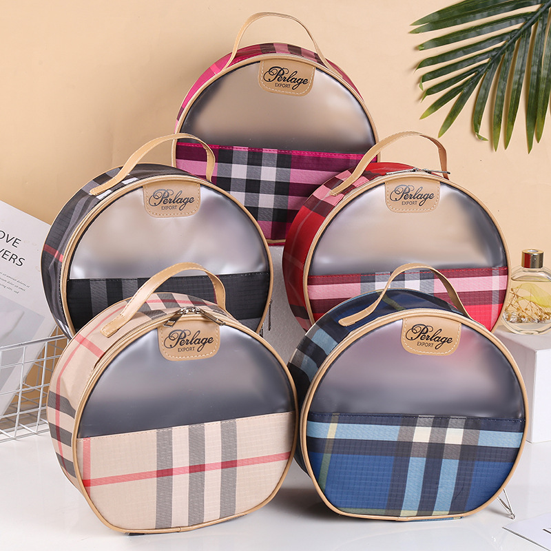 2021 New Translucent Classic Plaid Cosmetic Bag Simple Korea...