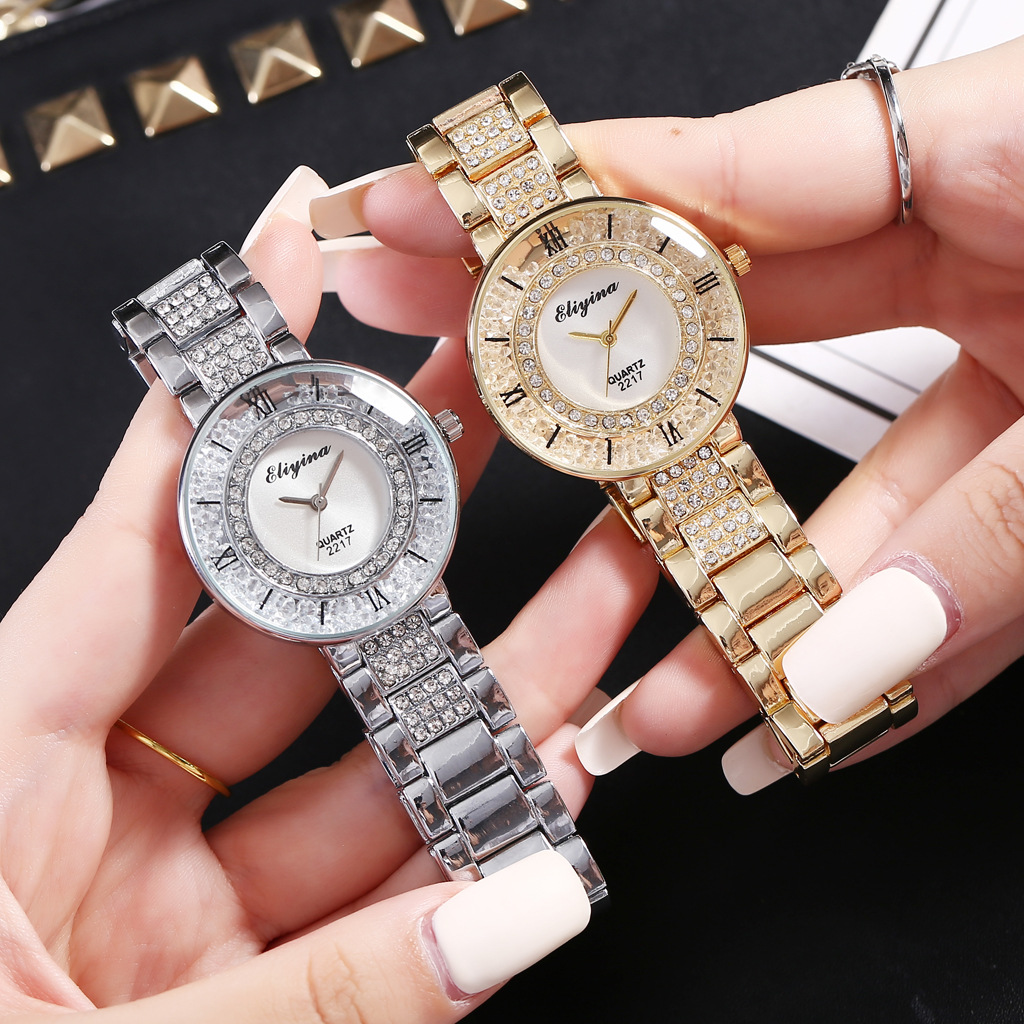 Korean Style Fashion Quicksand Ball round Dial Casual Women's Watch Simple Alloy Steel Belt Wom