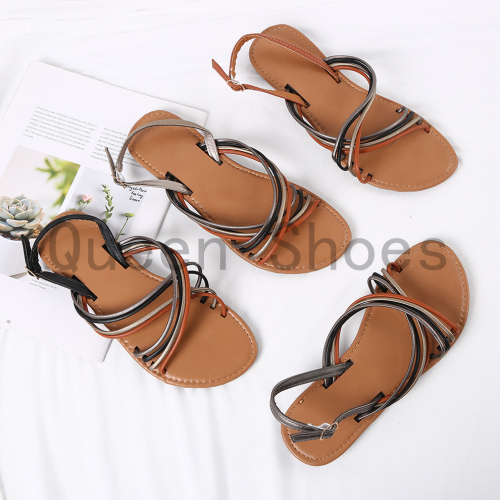 foreign trade export fashion colorblock women‘s sandals summer outdoor beach sandals flat women‘s shoes in stock wholesale