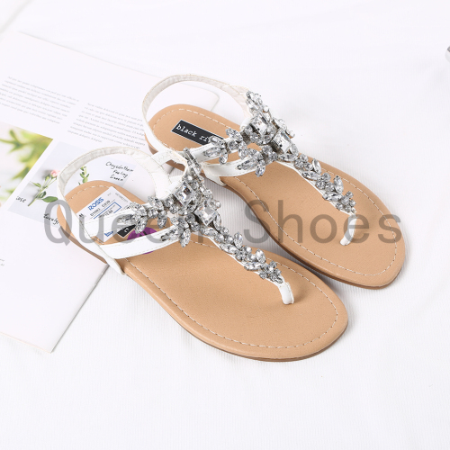 women‘s fashion rhinestone european and american sandals bohemian style flat bottom flip-flops sandals plus size sandals