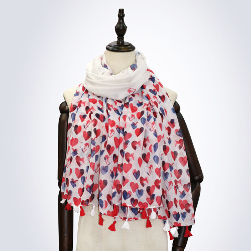 new fashion cotton and linen love printed tassel scarf wild sunshade shawl female travel sunscreen beach towel wholesale