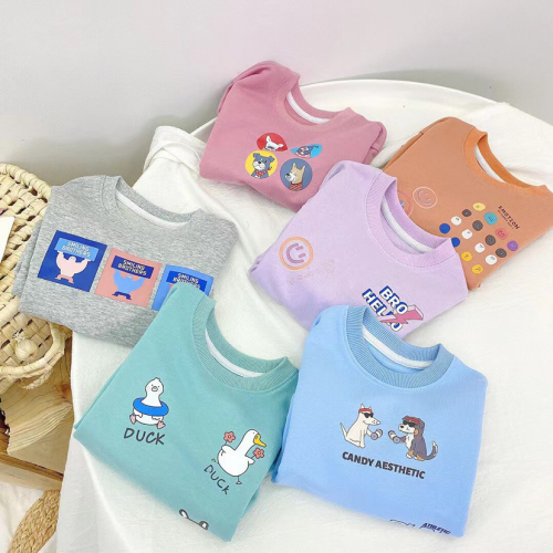 small and medium children‘s long-sleeved t-shirt stall spring and autumn hot-sell boys and girls sweater t-shirt personalized printed handsome fashionable top