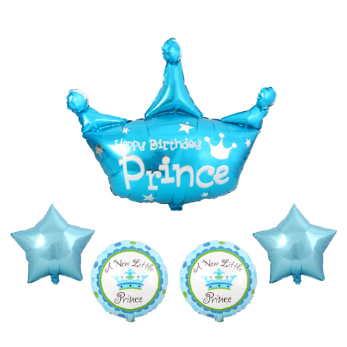 boy birthday party decoration blue five-star crown tiffany blue five-pointed star round aluminum balloon