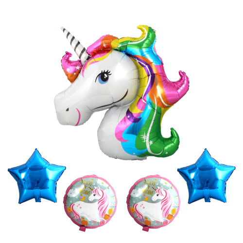 Baby Birthday Kindergarten Classroom Unicorn Horse Five-Pointed Star round Unicorn Horse Aluminum Film Balloon
