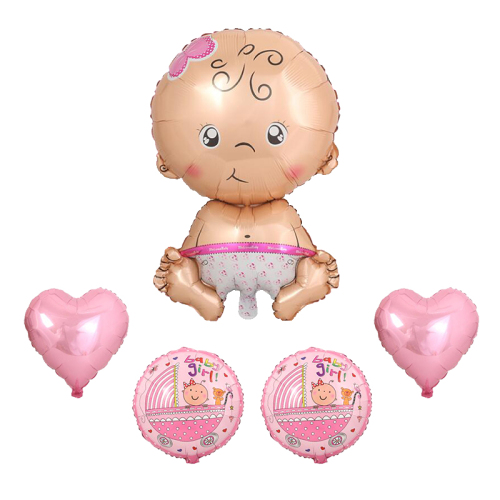 Girl Baby Birthday Decoration Angel Baby Pink Peach Heart Love round Baby Girl Girl Aluminum Film Balloon