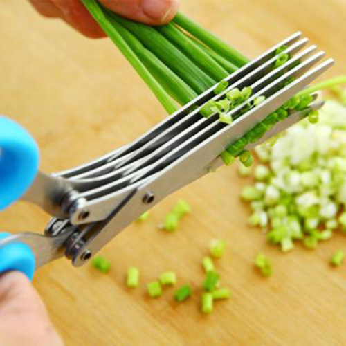 Stainless Steel Scissors Food Scissors Kitchen Household Five-Layer Vegetables Green Onion Cutter Shredding Scissors