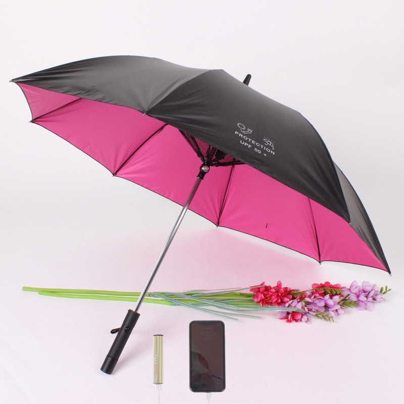 Power Bank Electric Fan Umbrella Summer Fan Cool Umbrella with Fan Umbrella with USB Interface Recha