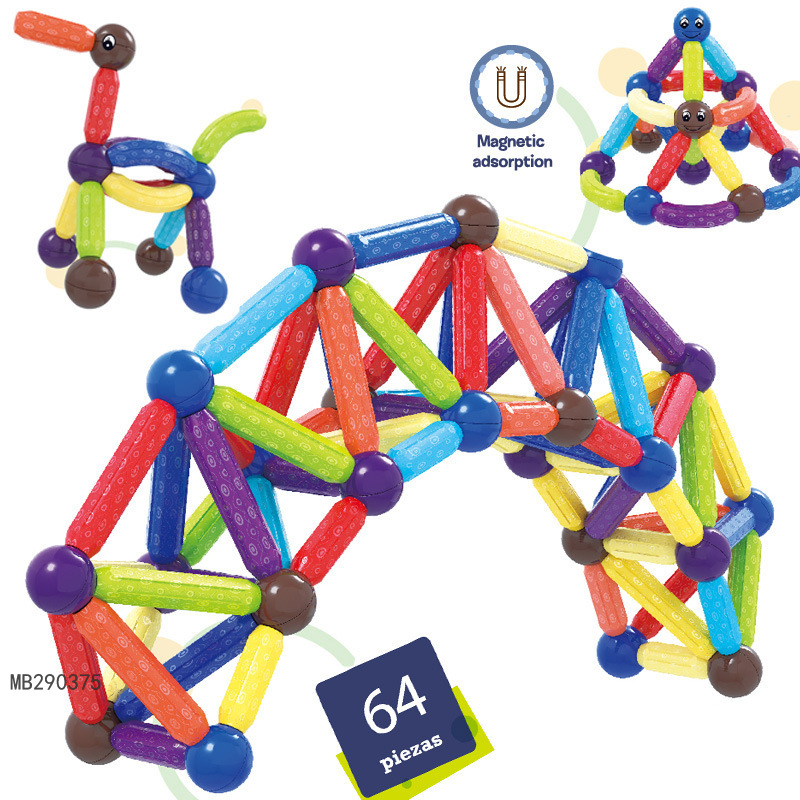 儿童早教磁力片百变造型管道磁力棒构建拼装轨道积木玩具跨境新款