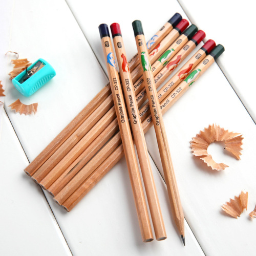 wholesale 12 logs students writing pencil sketch drawing exam children coated 2b pencil hexagonal hb pencil