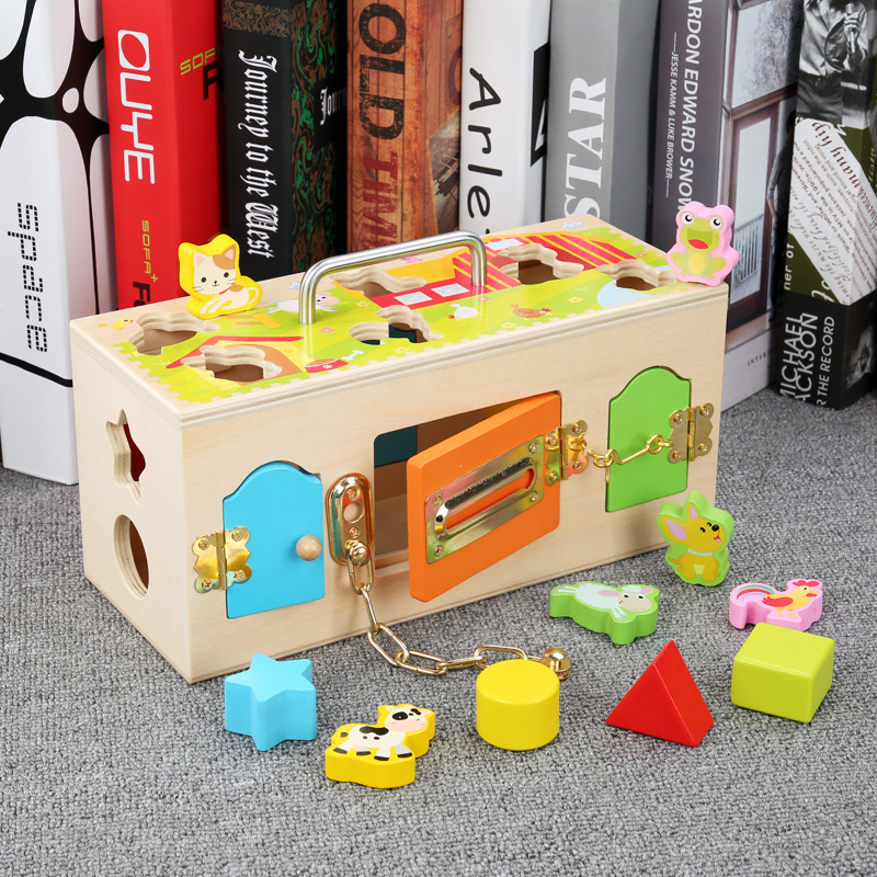 Wooden Children's Multi-Functional Shape Matching Intelligence Box Early Education Geometric Sh