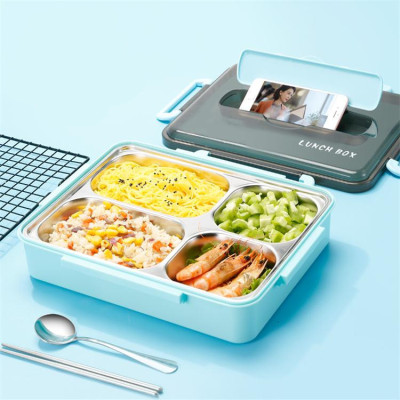 304 Stainless Steel Lunch Box Portable Lunch Box Insulation Plate Multi-Grid Lunch Box Customizable Logo