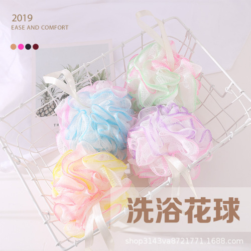 Spring and Summer Three-Color Rainbow Soft Large Adult Loofah Bath Cleaning Gadget Factory Wholesale First-Hand Supply
