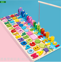 Six-in-One Logarithmic Board Fishing Shape Letters English Children‘s Educational Early Education digital Cognition of Toys Boys and Girls 