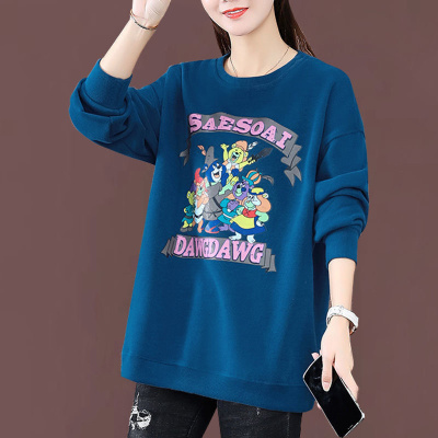 Sweater Women's Loose Korean Style New Autumn Women's Clothing Cartoon Age-Reducing round Neck Pullover All-Matching Jacket