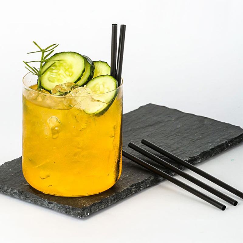 4mm Black Thin Straw Plastic Disposable Black Short Bar Cocktail Decoration Small Juice Drinks 500 P