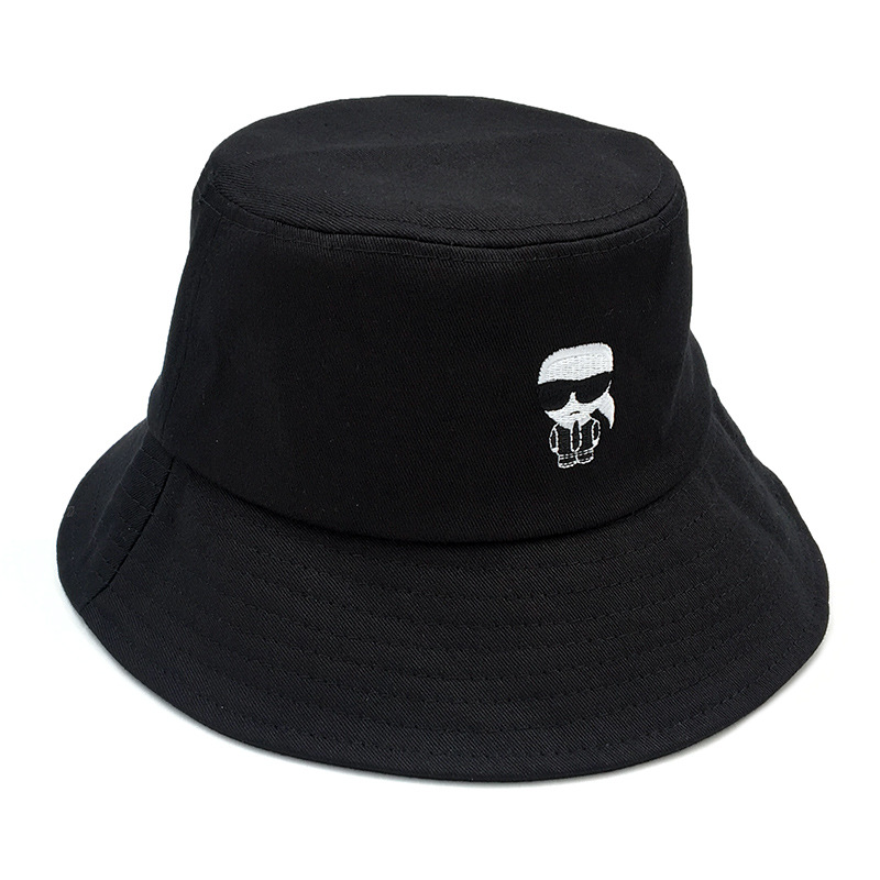 Cross-Border Hot Hat Designer Karl Embroidery Sun-Shade Fisherman Hat Men and Women Carl Casual Sun-