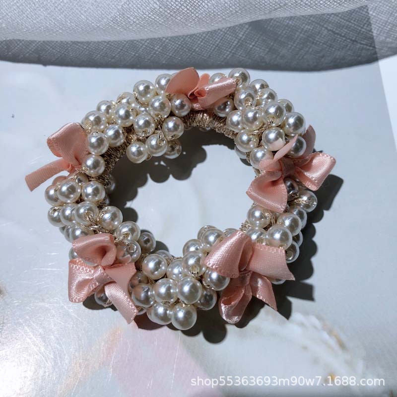 Sweet Elegant Pearl Hair Band Korean Style Internet Celebrity Ins Bow Tie Hair Accessories Hair Rope