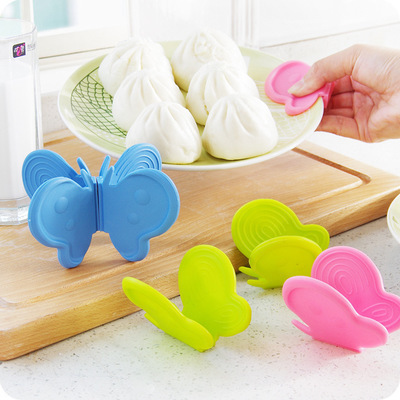 creative silicone anti-scald plate taking device kitchen heat insulation anti-scald plate taking clip butterfly anti-high temperature bowl taking mat