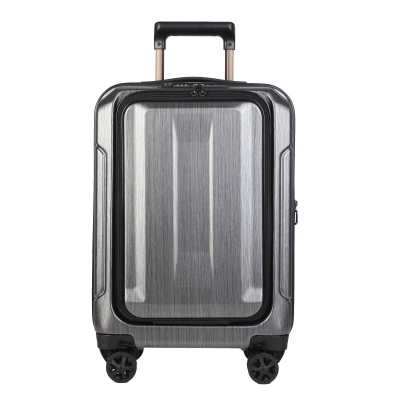 High-End Front Open Lid Luggage Suitcase with Expansion Layer Silent Wheel Boarding Bag with Charging Plug