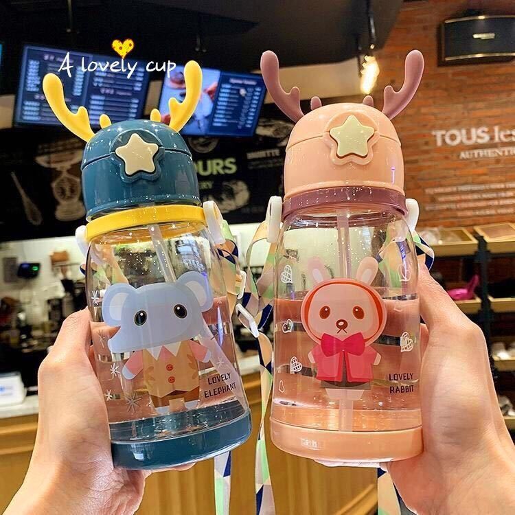 Antlers Summer Plastic Cup Children's Portable Water Cup Kindergarten Student Kettle Cute Femal