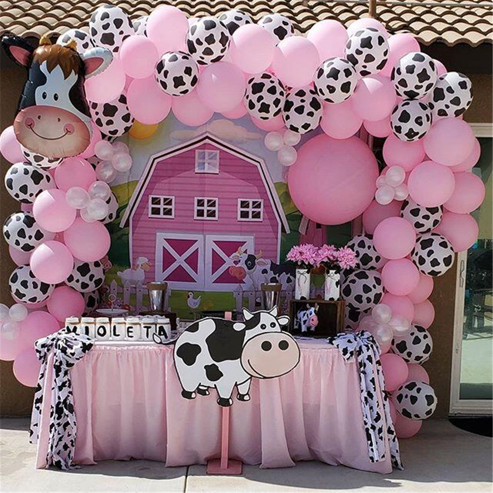 Pink Cow Latex Aluminum Foil Balloon Set Animal Theme Party Baby Bath Birthday Wedding Balloon Arch