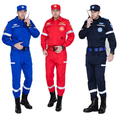 New International Blue Sky Emergency Rescue Training Suit Fire Fighting, Flood Fighting, Disaster Relief, Emergency Search and Rescue Wear-Resistant Overalls