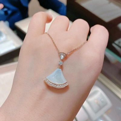 Korean Korean Style TikTok Same Style Small Skirt Necklace Women's New Fan-Shaped Clavicle Chain Net Red Fashion Necklace