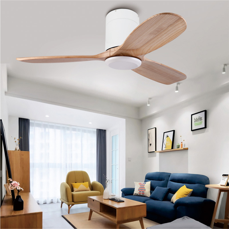 Ceiling Solid Wood Living Room Ceiling Fan without Light Home Nordic Retro Dining Room Electric Ceil
