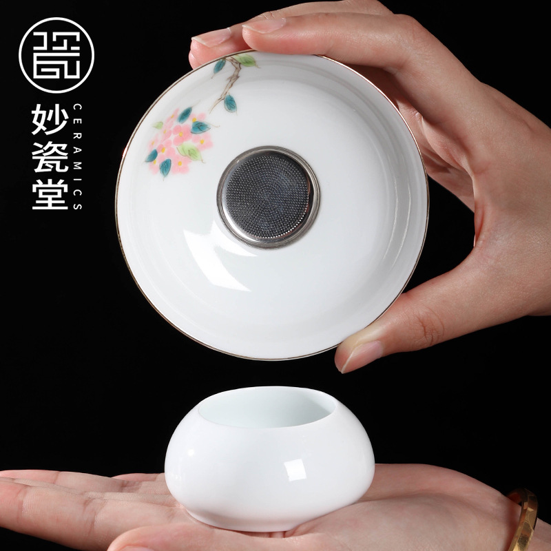 Tea Funnel Tea Ware Creative HandPainted Tea Filter Stainless Steel Screen Filter Tea Ceremony Utens