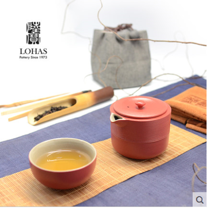 red dot design award spin pattern travel tea set lu bao ceramic tea set chinese quick cup one pot two cups cloth bag teapot