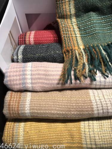 new bright silk plaid cashmere scarf women‘s autumn and winter korean style british all-matching thick warm student scarf