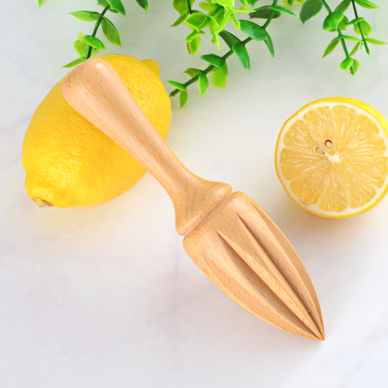 Manual Beech Lemon Press Juicer Unpainted Solid Wood Lemon Cone Kitchen Baking Supplies Log Squeezin