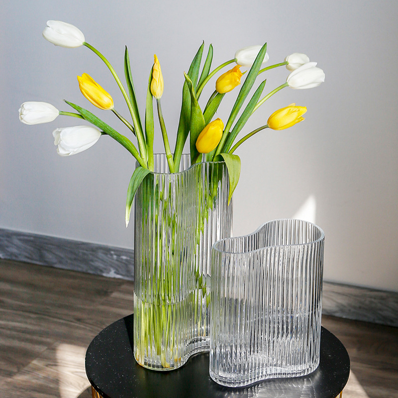 Irregular Corrugated Feet Glass Vase Living Room Coffee Tabl...