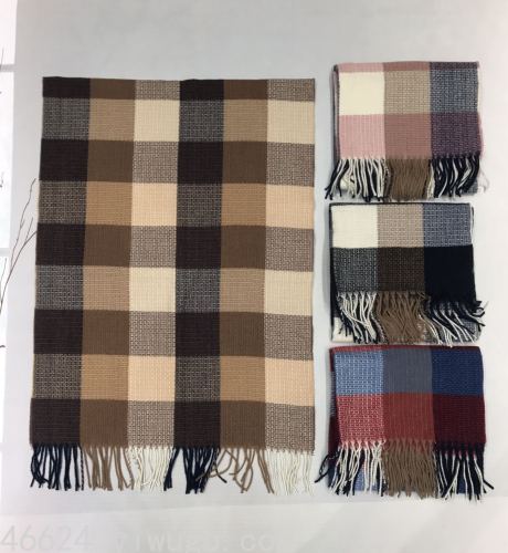 women‘s scarf autumn and winter korean style all-match plaid thickened warm scarf cashmere-like shawl tide