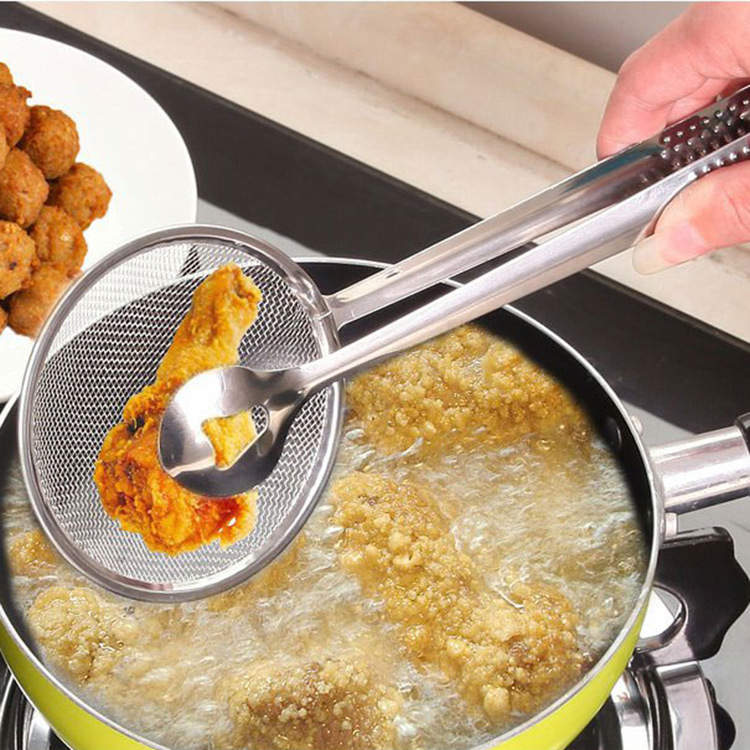 Multi-Functional Colander Food Draining Clip Stainless Steel Fried Food Colander Filter Screen Food 