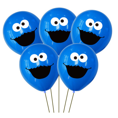 New Sesame Street Theme Party Decoration Supplies 12-Inch Rubber Balloons Cookie Monster Emmon Big Bird and Other Printing