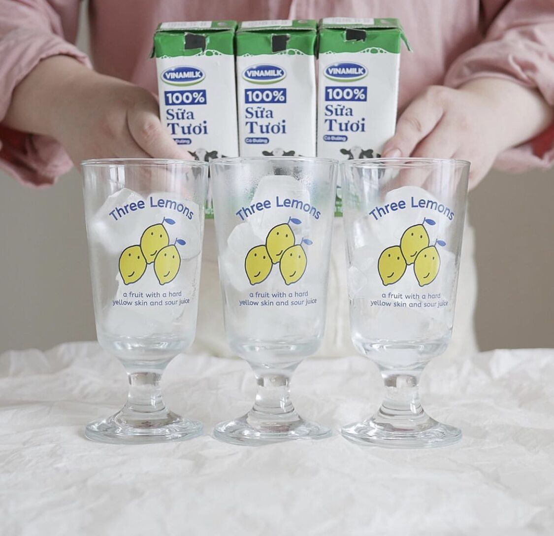 Korean Ins Bloggers Same Style Three Lemon Goblet Glass Wate...
