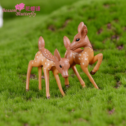 children‘s small ornaments doll deer couple diy micro landscape resin crafts ornaments