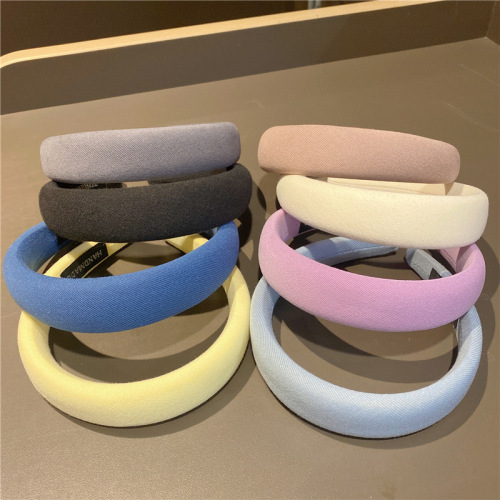 popular korean dongdaemun cream color sponge headband simple solid color candy color out heightening skull top headband