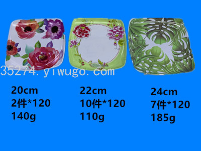 Factory Direct Sales Melamine Tableware Melamine Square Plate Melamine Decal Plate a Large Number of Stock Available by Ton