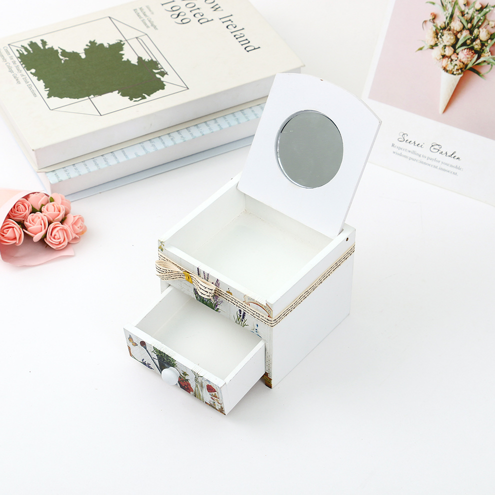 木质首饰收纳盒高档公主欧式韩国多层简约耳环手饰品装饰道具摆件