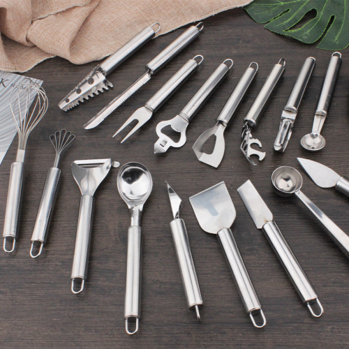 stainless steel kitchen gadget egg beater peeler can opener pizza knife cheese knife cheese knife