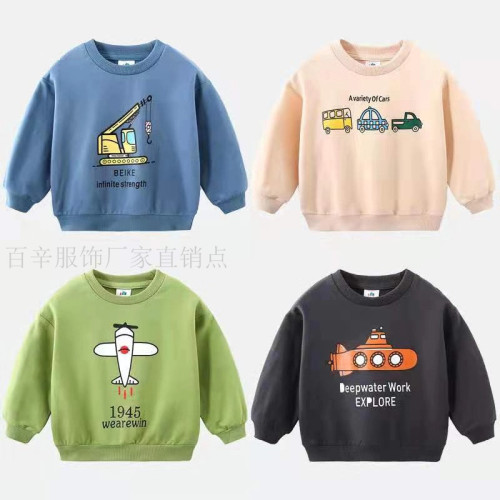 2024 spring and autumn children‘s clothing sweater thin velvet children‘s round neck pullover sweater top korean western style leisure factory wholesale