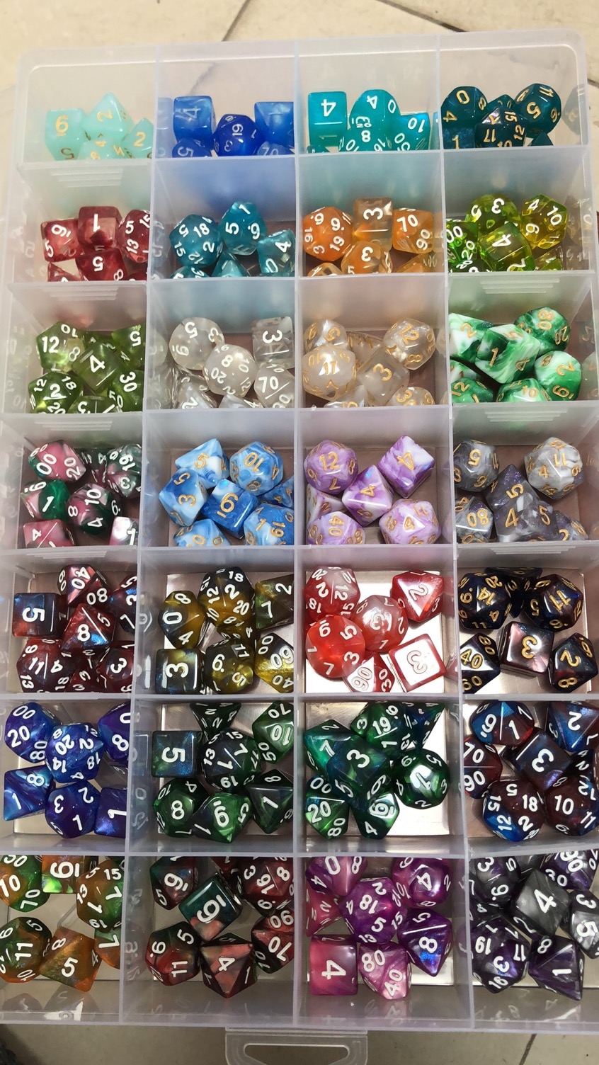 Spot supply of multi-sided dice (4, 6, 8, 10, 12, 20)