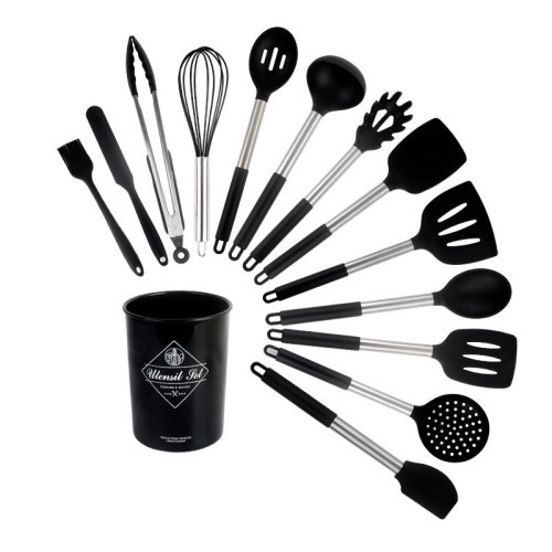Tail Handle Kitchen Cooking Spoon Shovel Baking Tools 13-Piece Storage Bucket Kitchen Tool Set Silicone Kitchenware