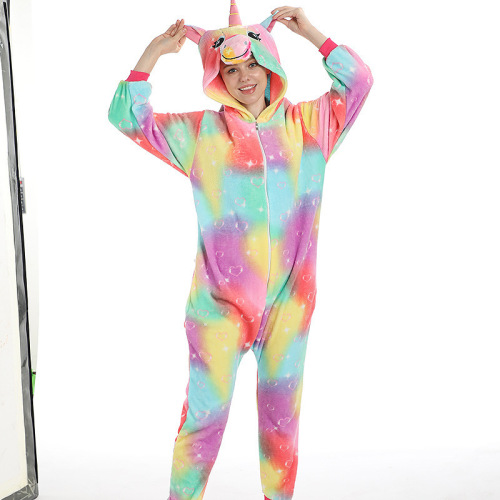popular unicorn love colorful tianma cartoon one-piece pajama animal costume factory direct sales customized