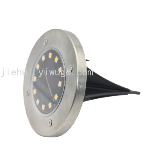 new led solar ground lamp warm white light waterproof lawn landscape light round stainless steel courtyard lawn lamp