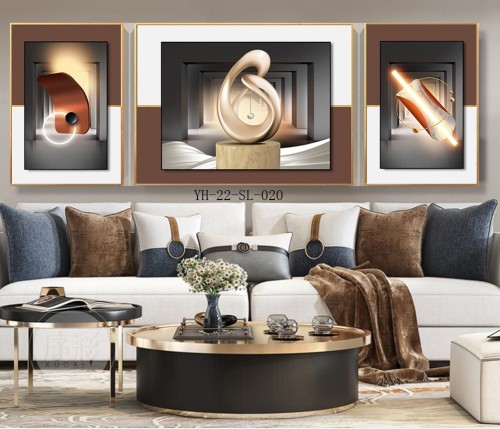 Modern Living Room Decorative Painting Atmospheric Elk Crystal Porcelain Painting Sofa Wall Painting Nordic Abstract Three-Piece Painting Mural