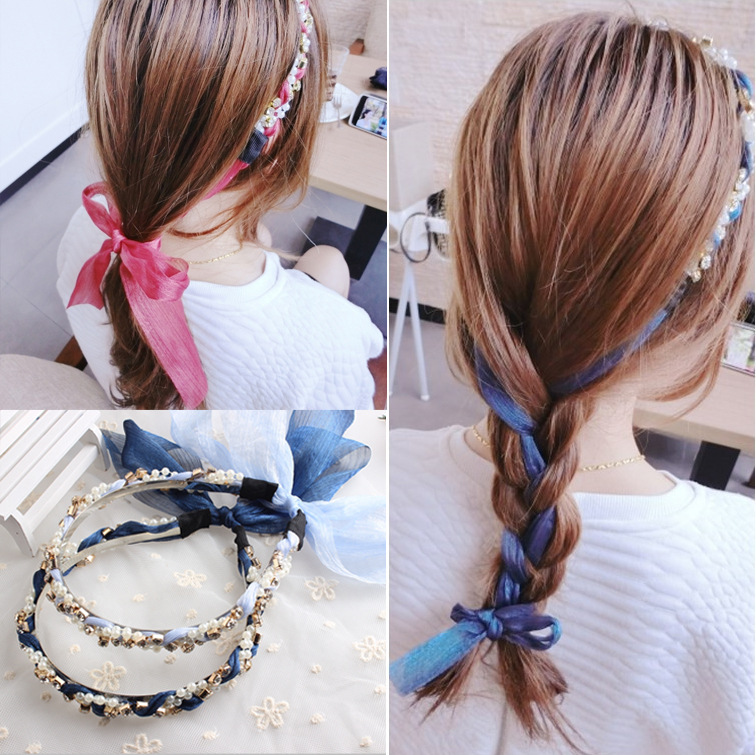 Korean Style Sweet Headband Korean Ribbon Strap Headband Jap...