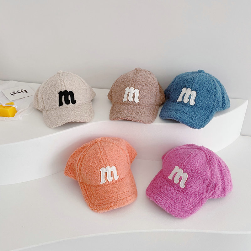 Korean Style Preppy Style Simple Letters Children's Plush Peak Cap Autumn and Winter New Men 